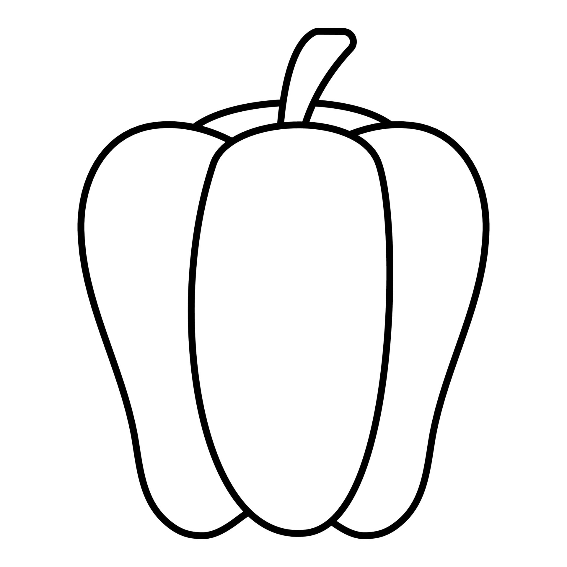 Black Line Pepper Paprika Icon Clipart for Vegetables and Spices Vector