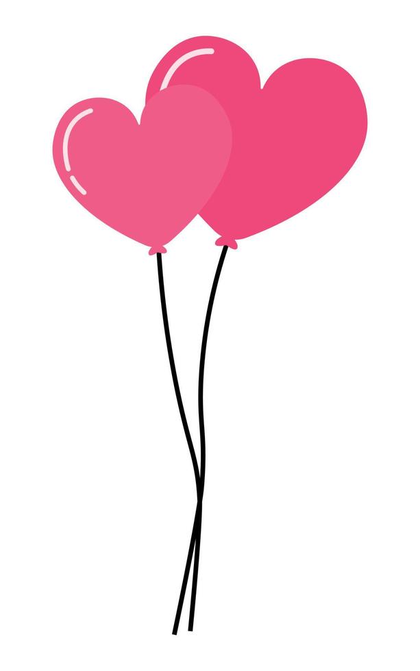 Heart Shape Balloons in Flat Vector Illustration for Decoration