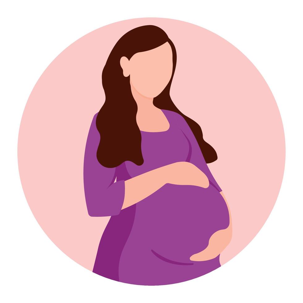 Pregnant Woman Animated Cartoon Vector Illustration