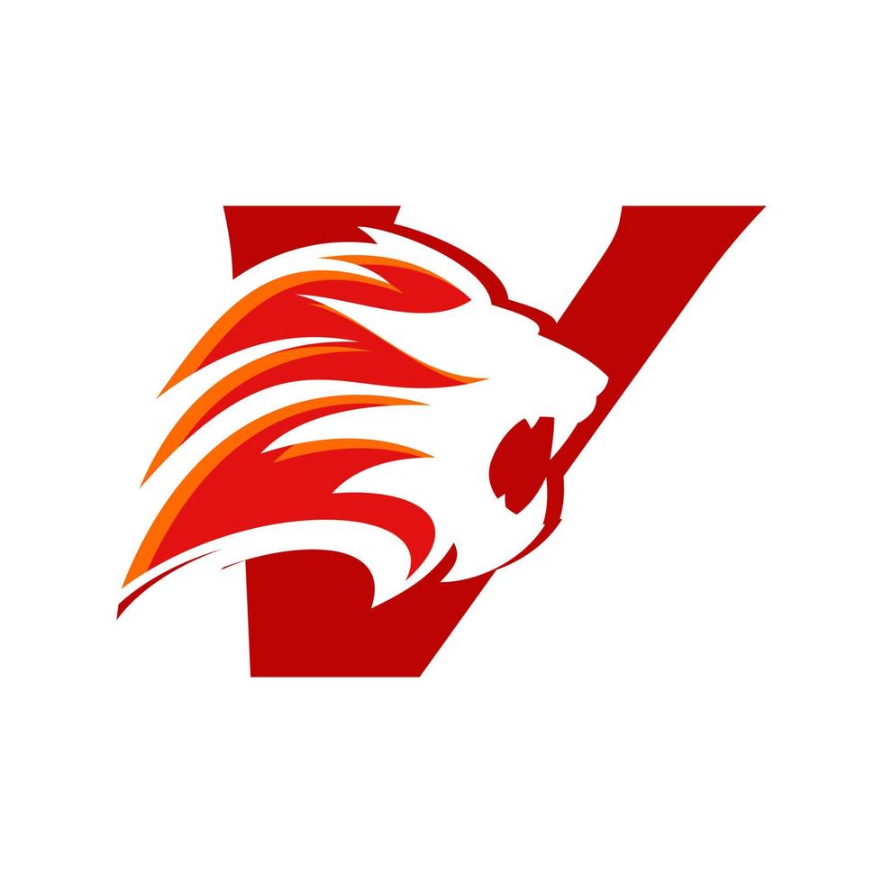 logotipo inicial de cabeza de león v vector