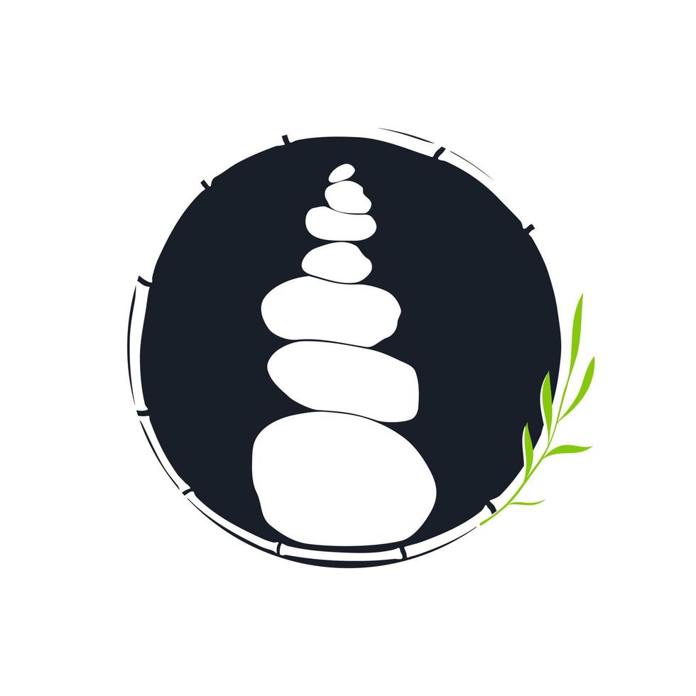 Rock Balance and Circle Bamboo Logo vector