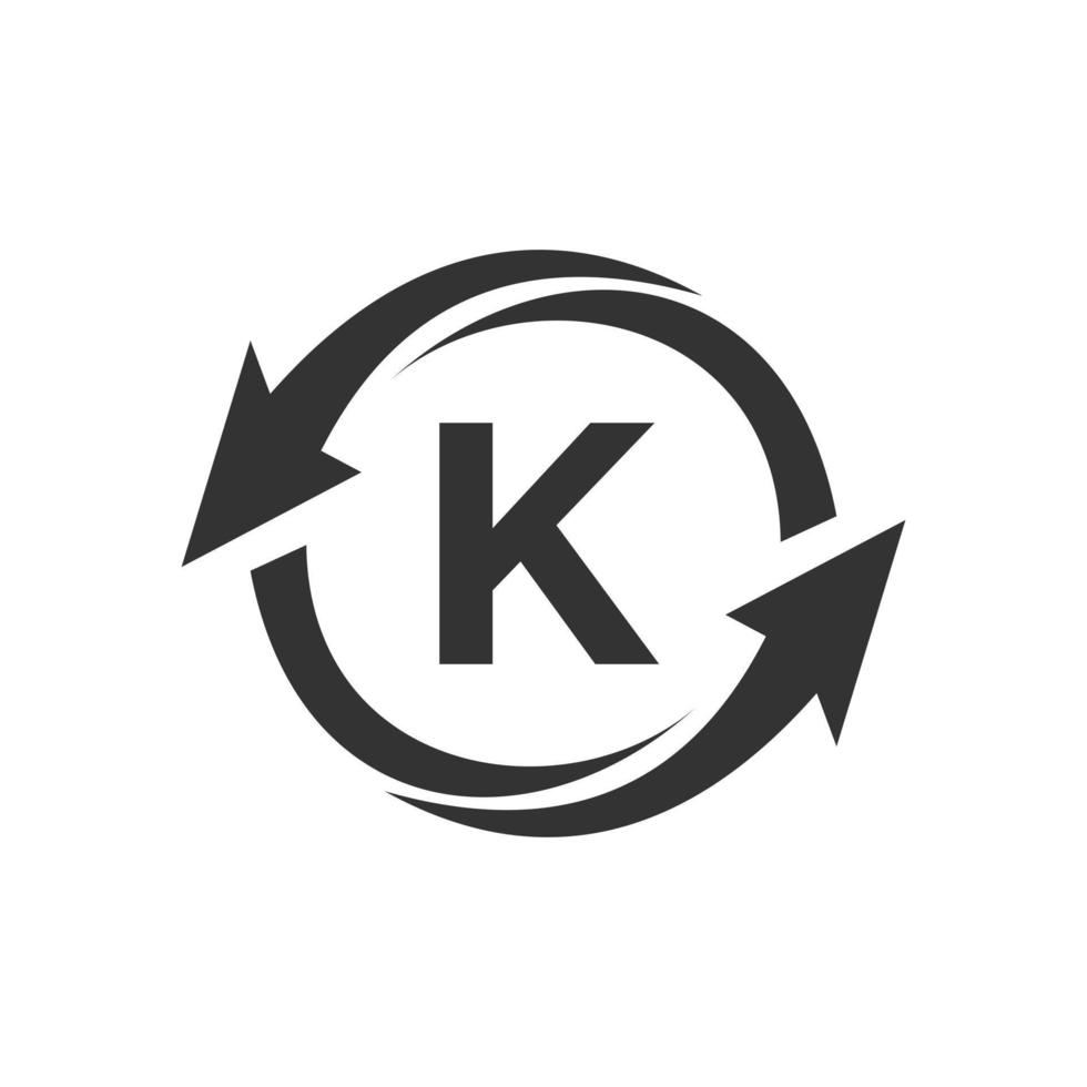 concepto de logotipo financiero letra k con símbolo de flecha de crecimiento financiero vector