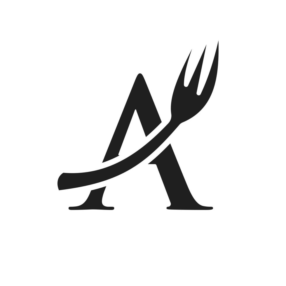 letra un diseño de letrero de logotipo de restaurante vector
