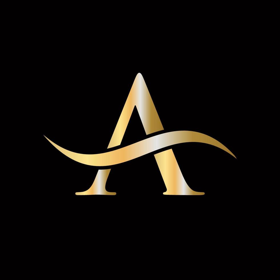 letra a logo dorado lujoso símbolo monograma diseño vector