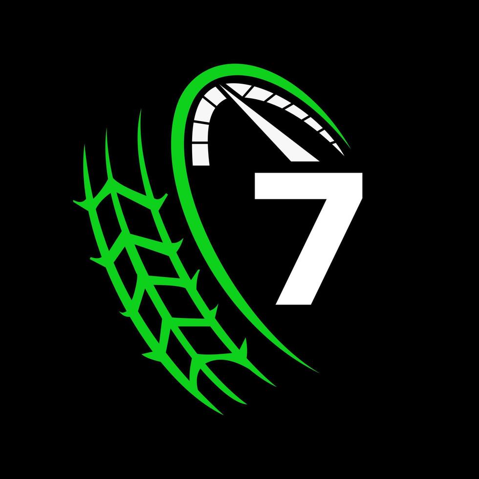 Car Automotive Logo On Letter 7 Speed Concept. Sport Car Template For Car Service vector