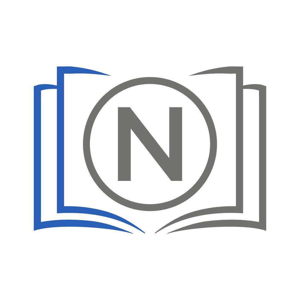 Education Logo On Letter N Template. Initial Educational Sign Concept Template vector