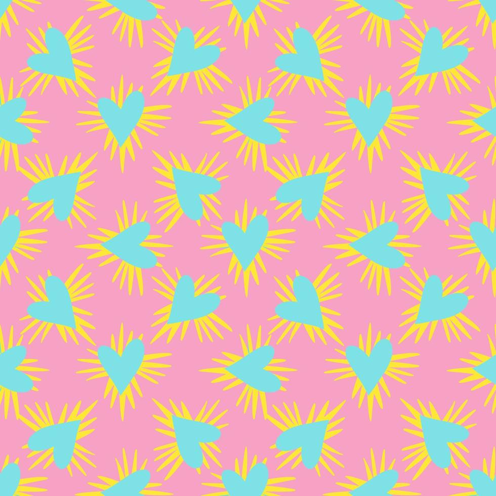Valentines Day pattern with ugly funky hearts. Groovy cute love characters vector