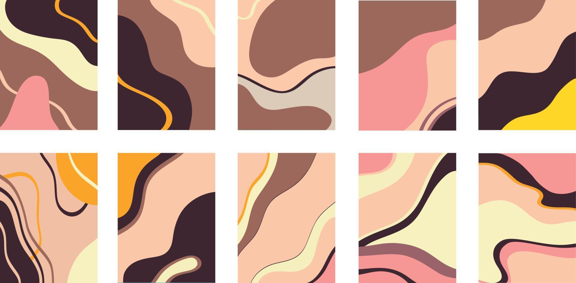 Set of images with colorful chaotic patterns vector