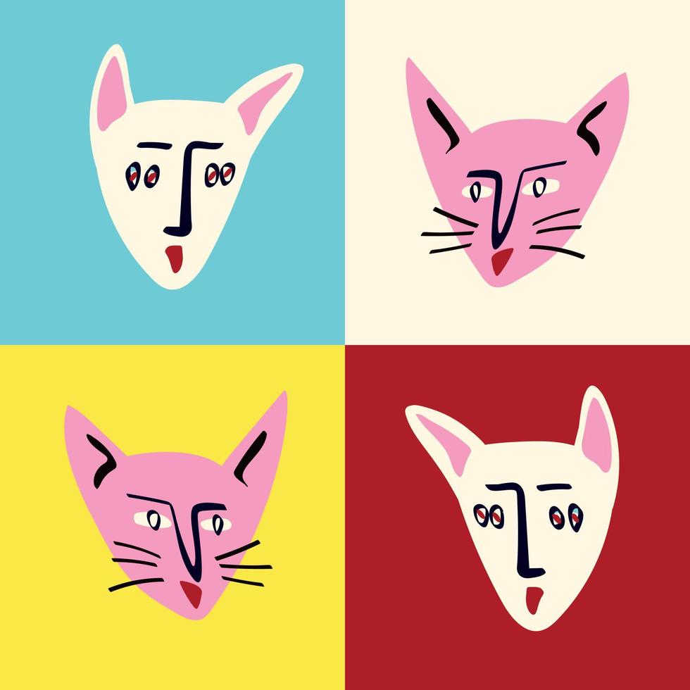 una tarjeta con gatos para el día de san valentín. maravillosos personajes de amor lindos. ilustración vectorial en estilo garabato vector