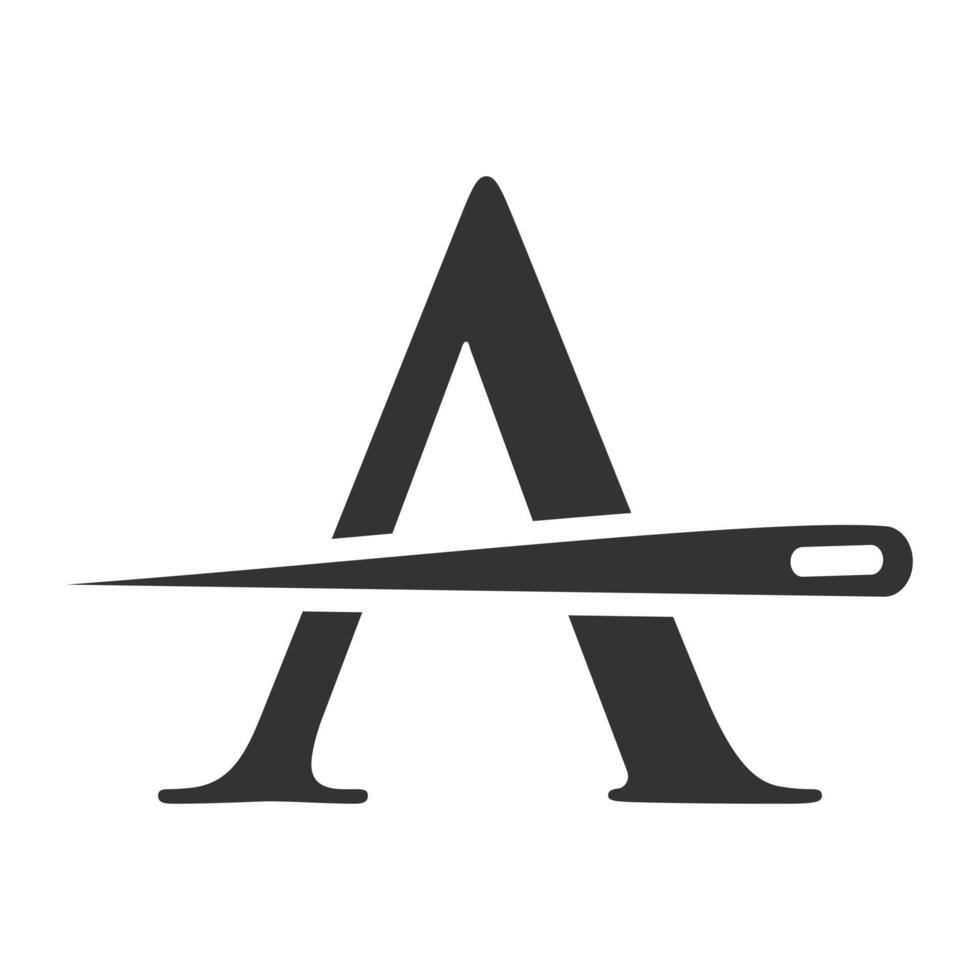 Initial Letter A Tailor Logo, Needle and Thread Combination for Embroider, Textile, Fashion, Cloth, Fabric Template vector