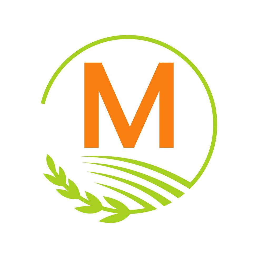 agricultura logo letra m concepto vector