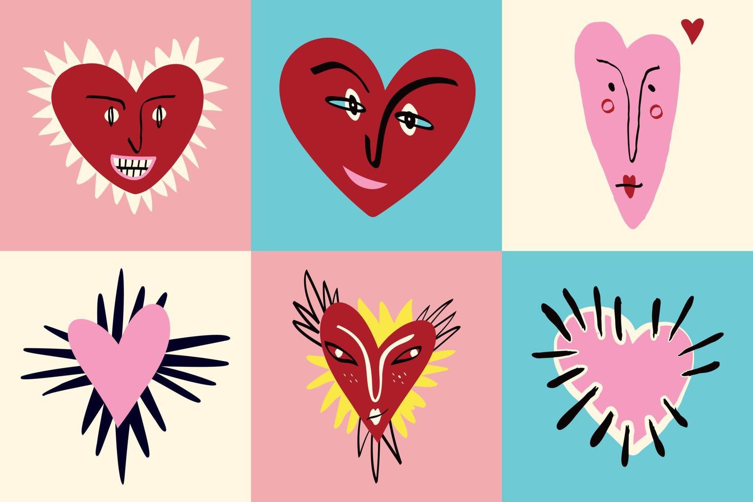 una tarjeta con corazones para el día de san valentín. maravillosos personajes de amor lindos. vector