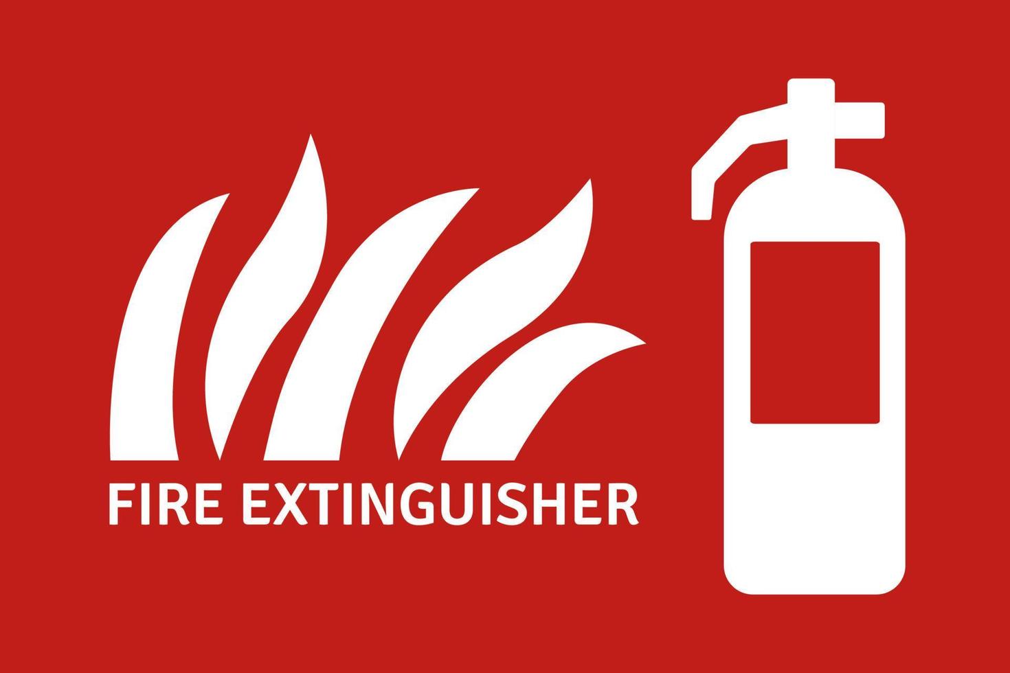 Fire extinguisher sign illustration with text on red background design vector