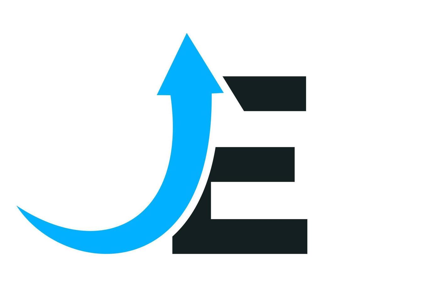 plantilla de logotipo financiero letra e con flecha de crecimiento de marketing vector
