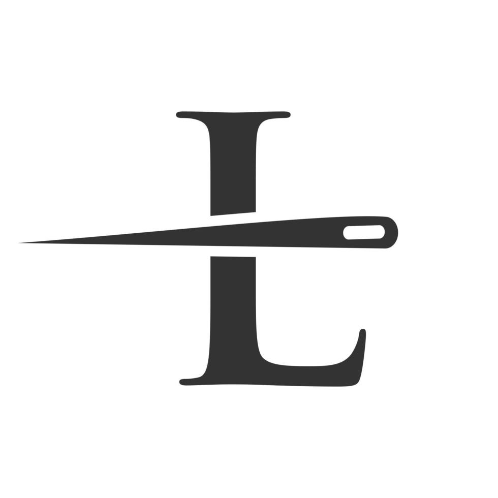 Initial Letter L Tailor Logo, Needle and Thread Combination for Embroider, Textile, Fashion, Cloth, Fabric Template vector