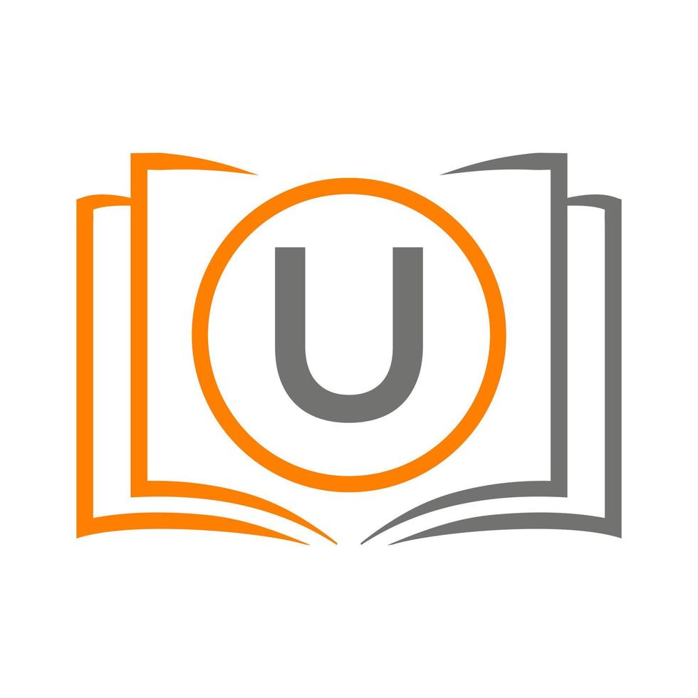 logotipo de educación en la plantilla de letra u. plantilla de concepto de signo educativo inicial vector