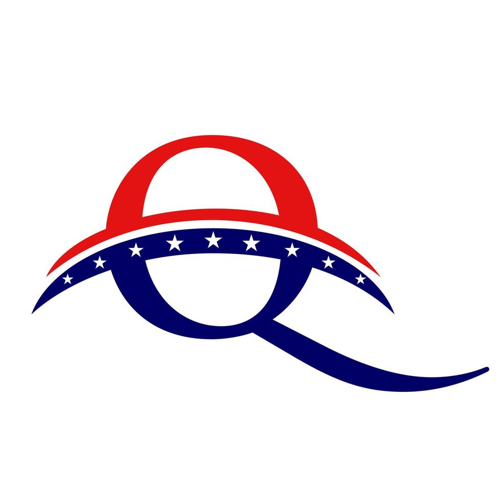 Initial Letter Q American Logo. USA American Logo vector