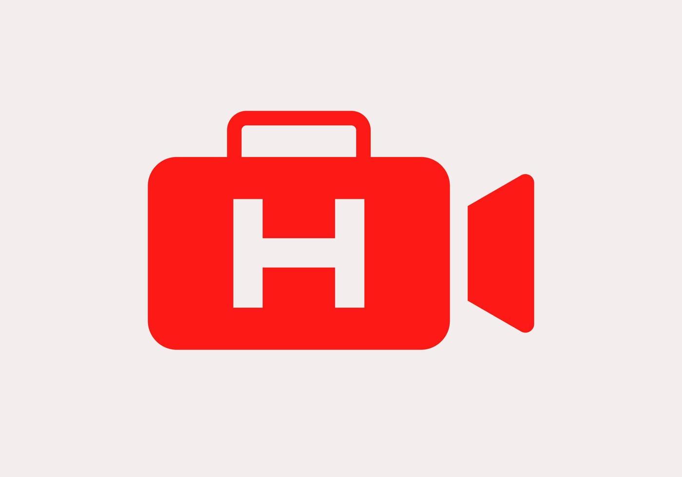 letra h película cámara de video diseño de logotipo cine cine y videografía signo vector