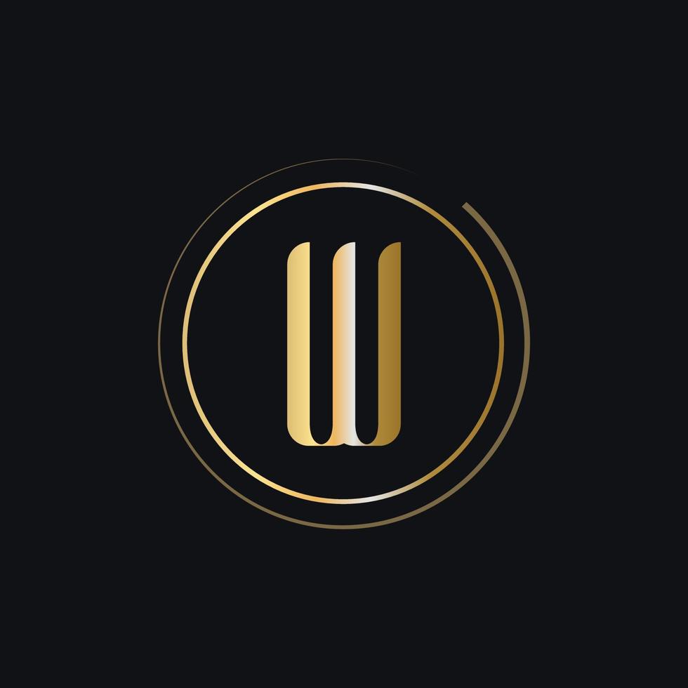 logotipo de letra w inicial con concepto de lujo de color dorado vector