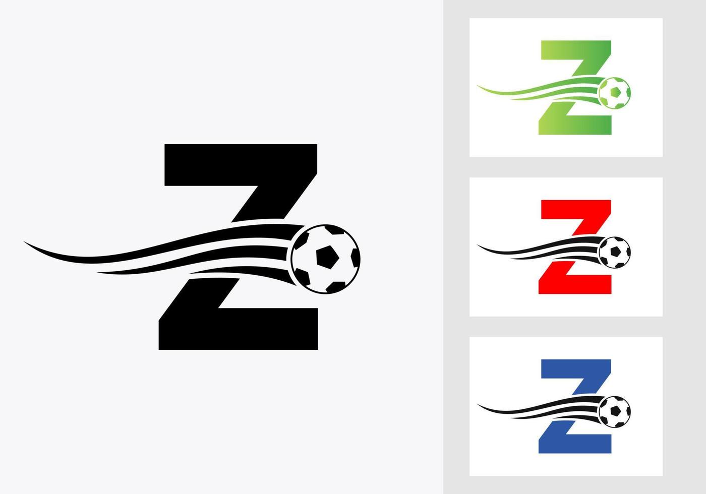 logotipo de fútbol en el cartel de la letra z. emblema del club de fútbol concepto de icono del equipo de fútbol vector