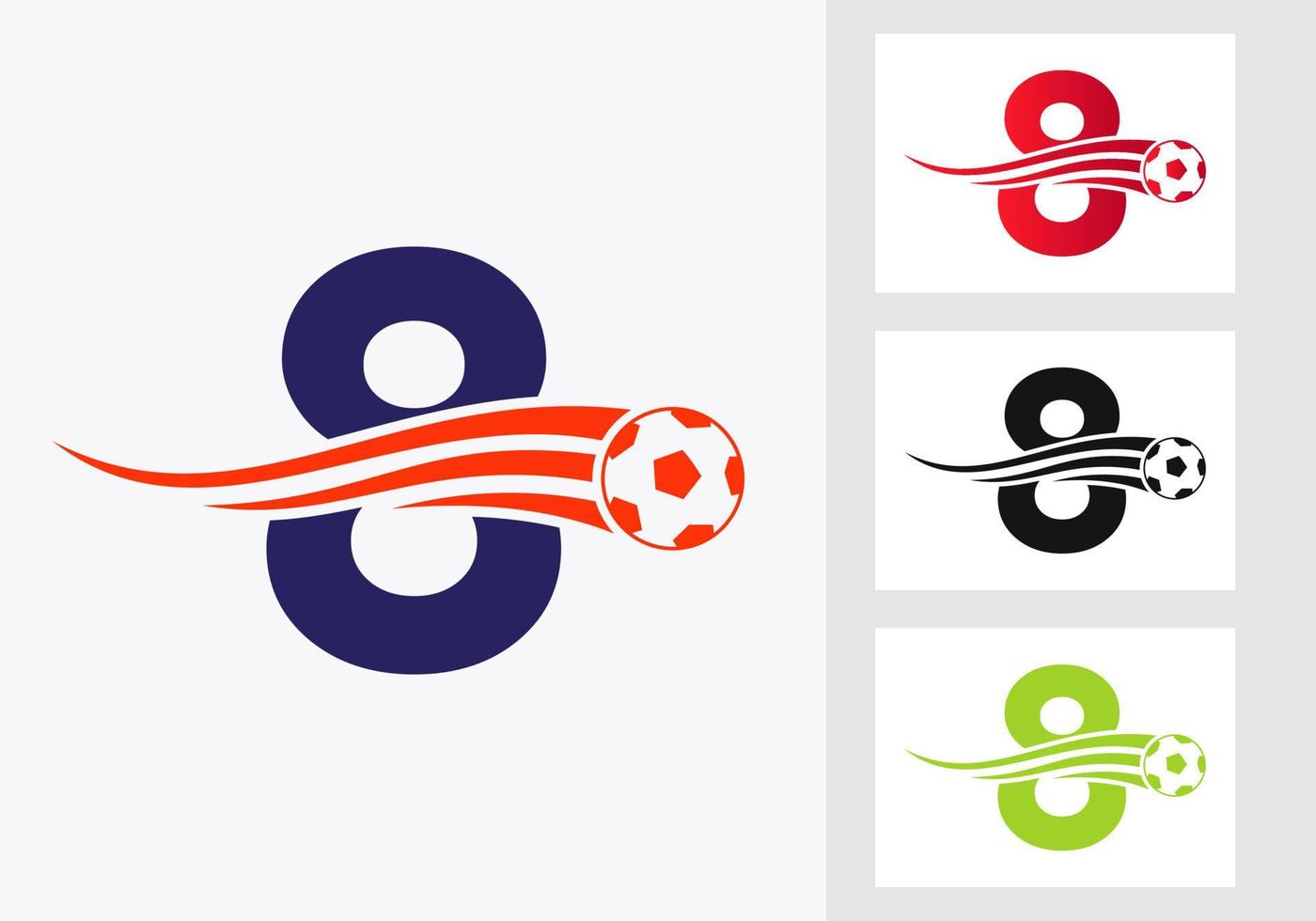 Soccer Football Logo On Letter 8 Sign. Soccer Club Emblem Concept Of Football Team Icon vector