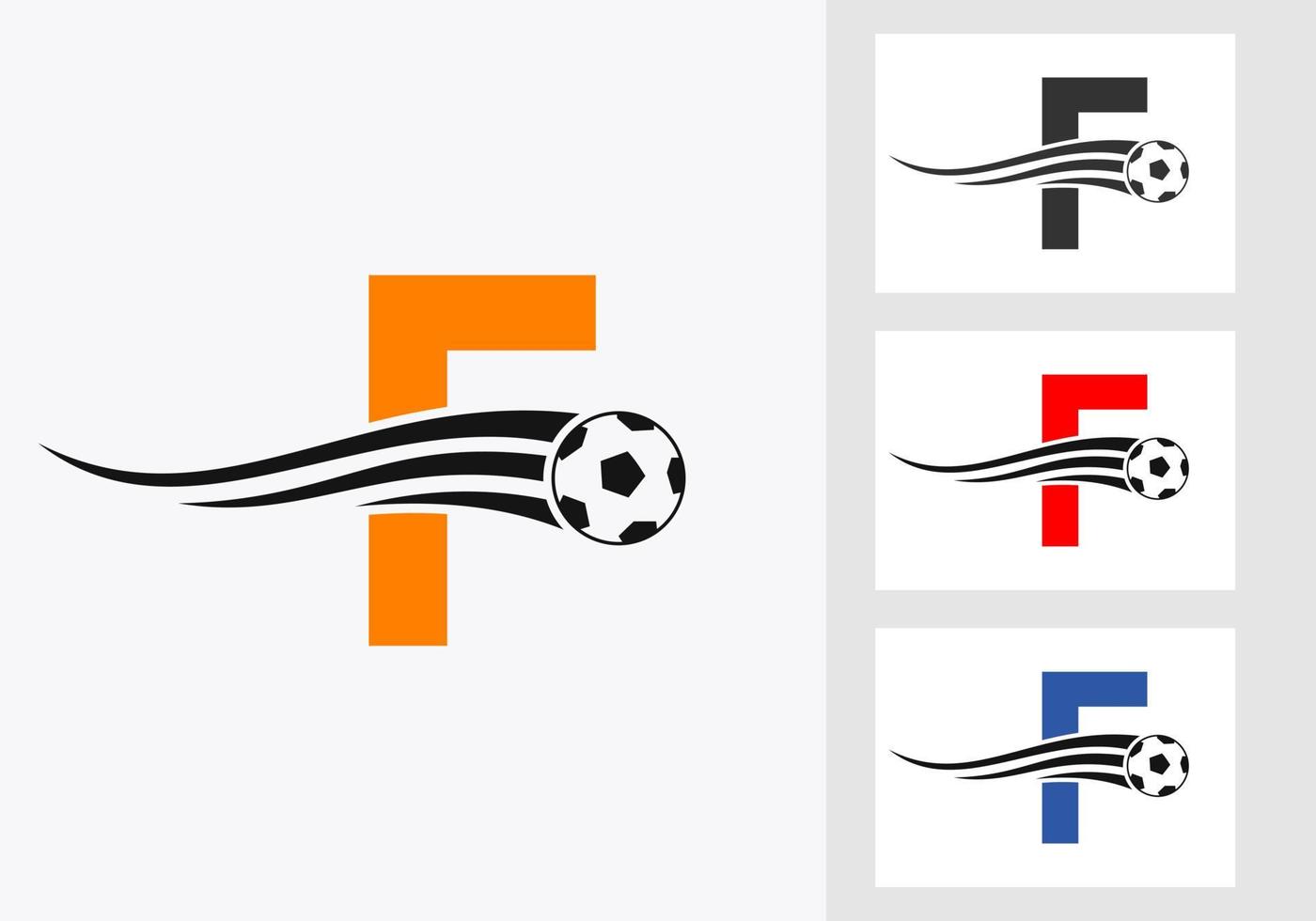 logotipo de fútbol en el cartel de la letra f. emblema del club de fútbol concepto de icono del equipo de fútbol vector