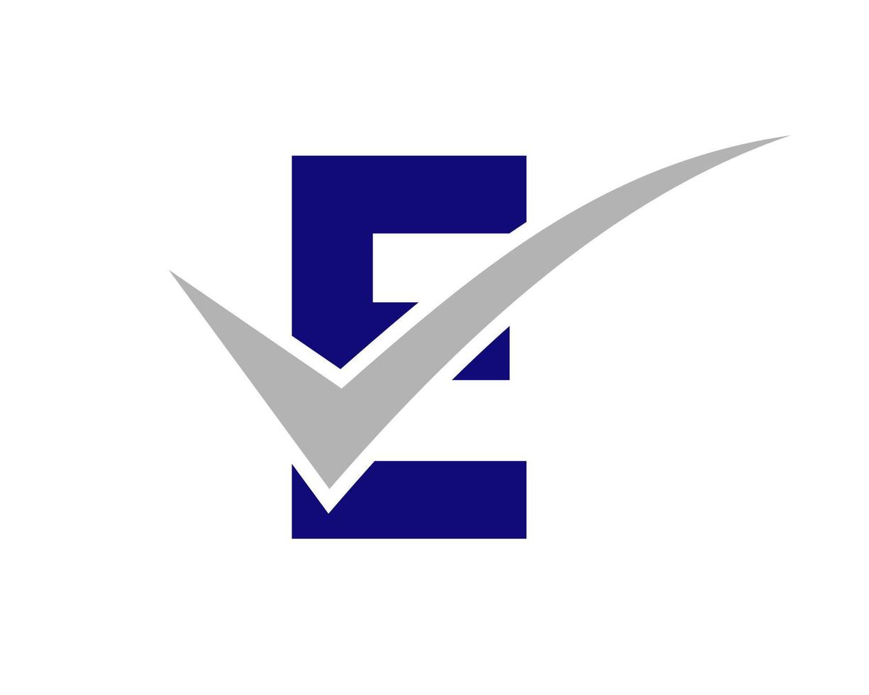 Letter E Check Mark Logo, Positive Sign, Tik Mark Icon vector