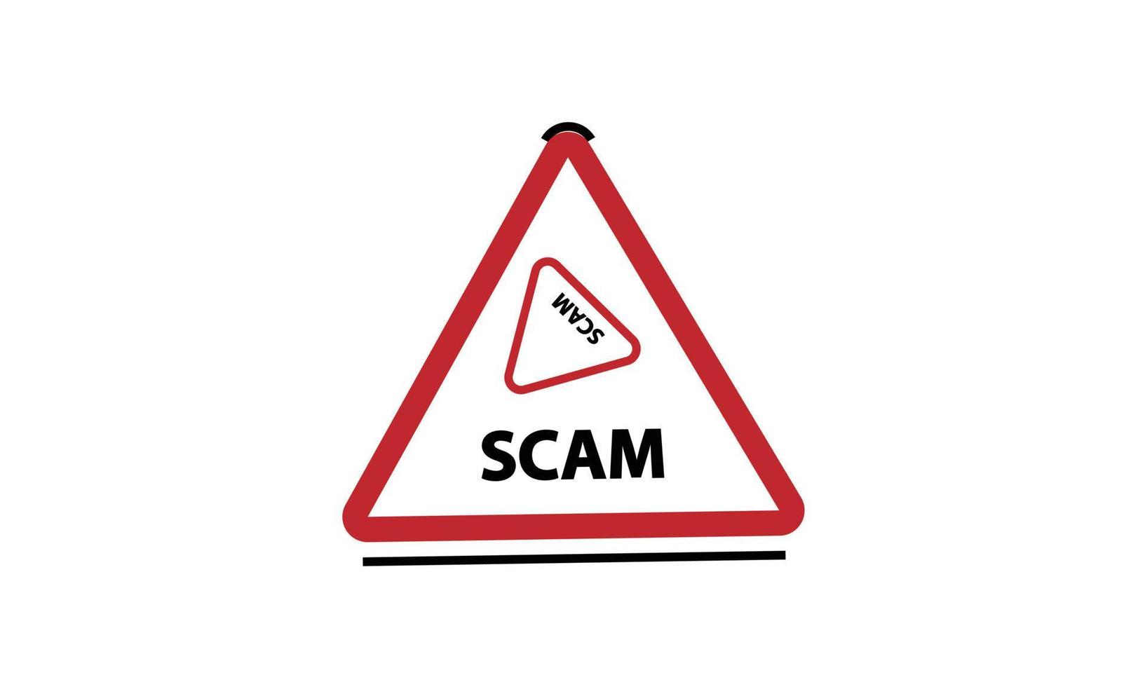 warning scam alert sign on white background vector