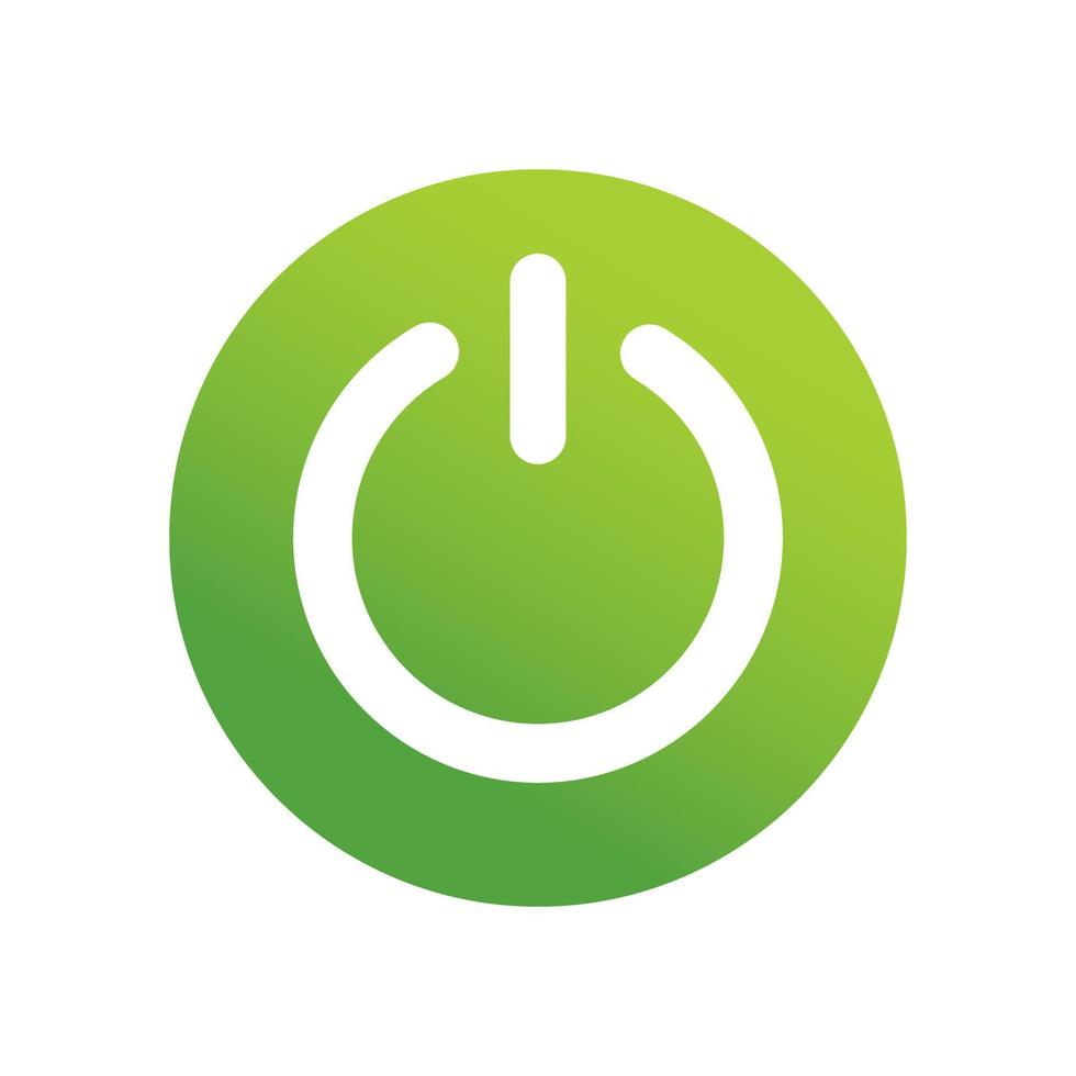 Power Icon Vector. Green Color Power Switch Symbol Vector Sign