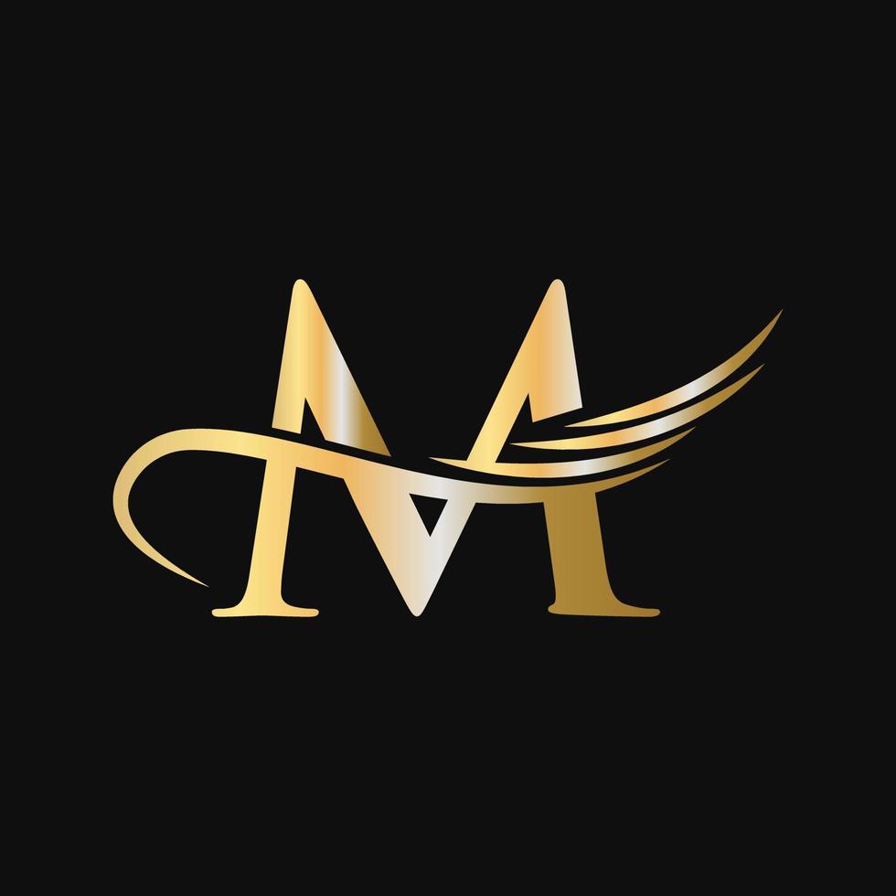 Letter M Logo Design Template Concept With Fashion Wing Concept vector
