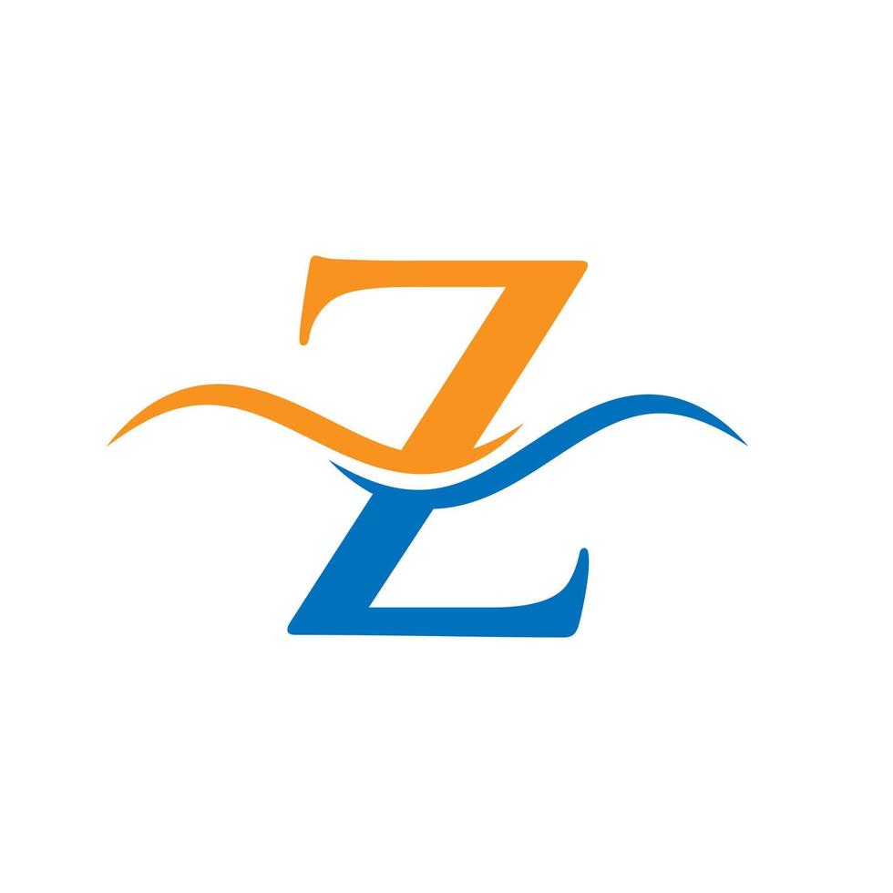 diseño de logotipo de letra z con concepto de onda de agua vector