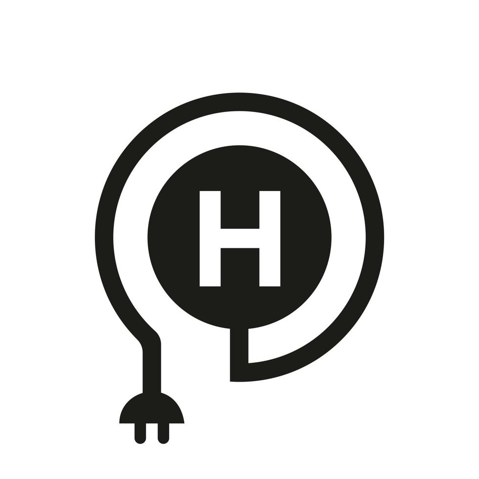 letra h logo electrico vector