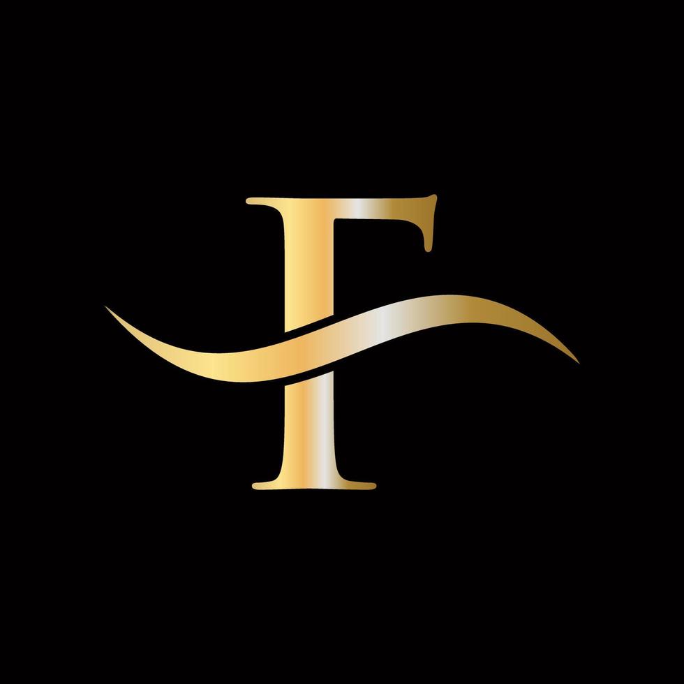 Letter F Logo Golden Luxurious Symbol Monogram Design vector