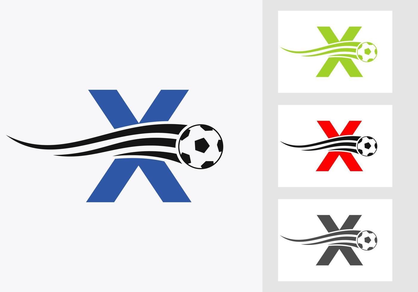 logotipo de fútbol en el signo de la letra x. emblema del club de fútbol concepto de icono del equipo de fútbol vector