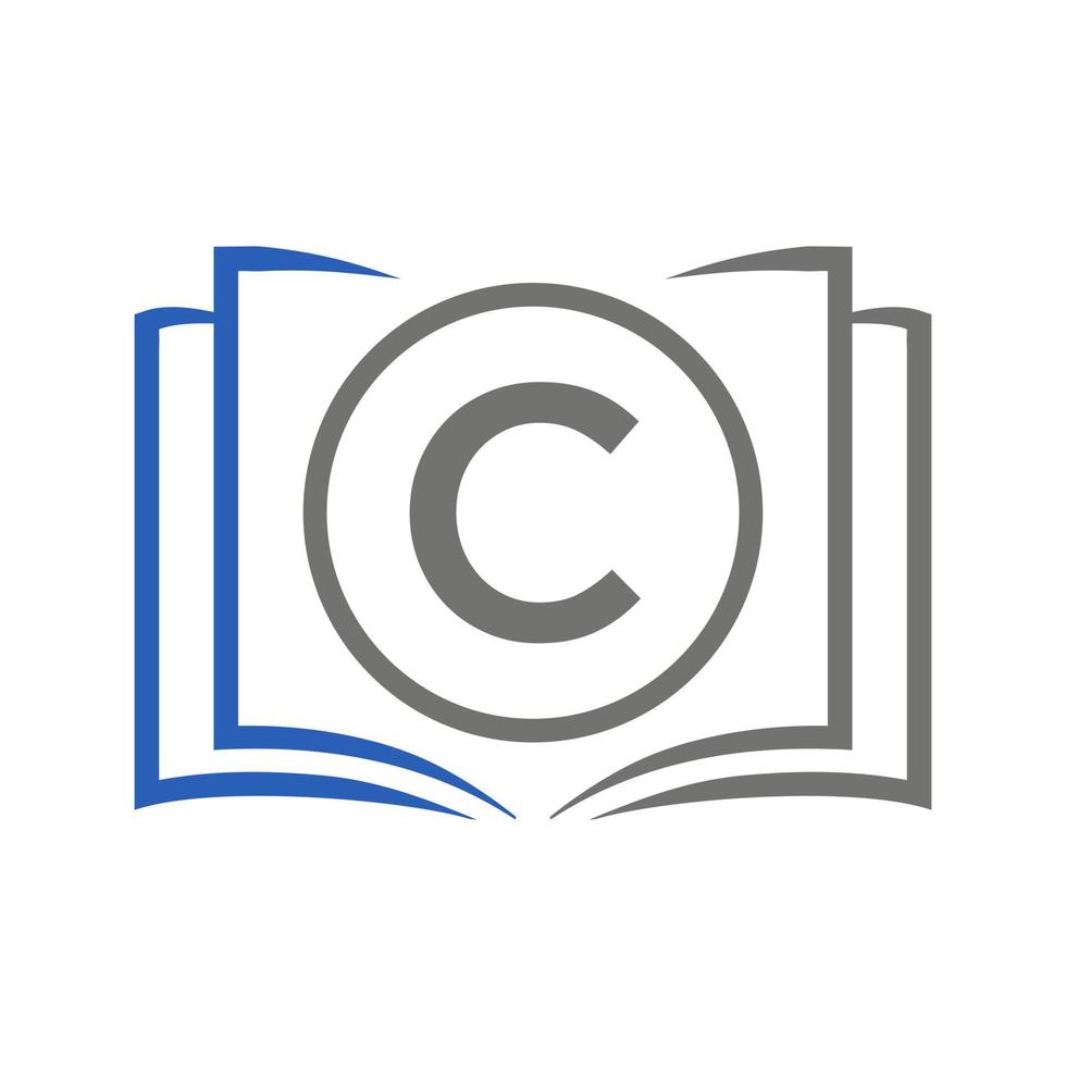 logotipo de educación en la plantilla de letra c. plantilla de concepto de signo educativo inicial vector
