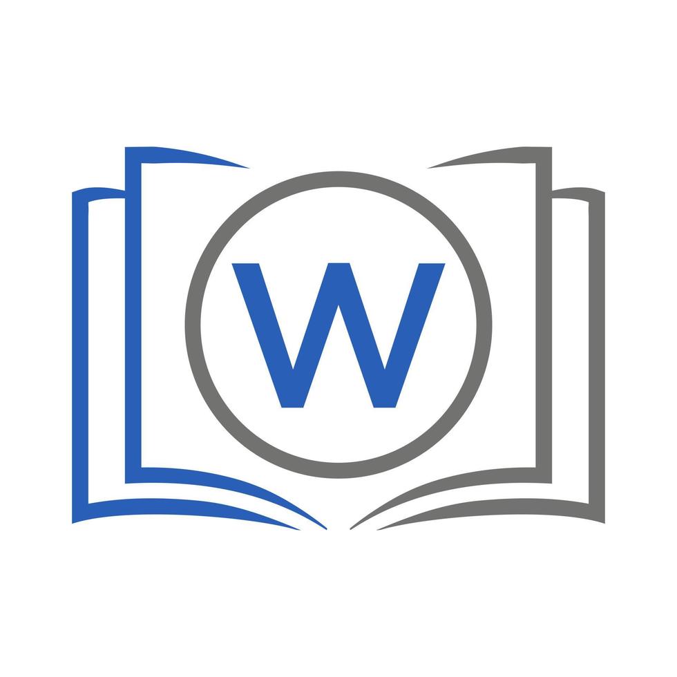 logotipo de educación en la plantilla de letra w. plantilla de concepto de signo educativo inicial vector