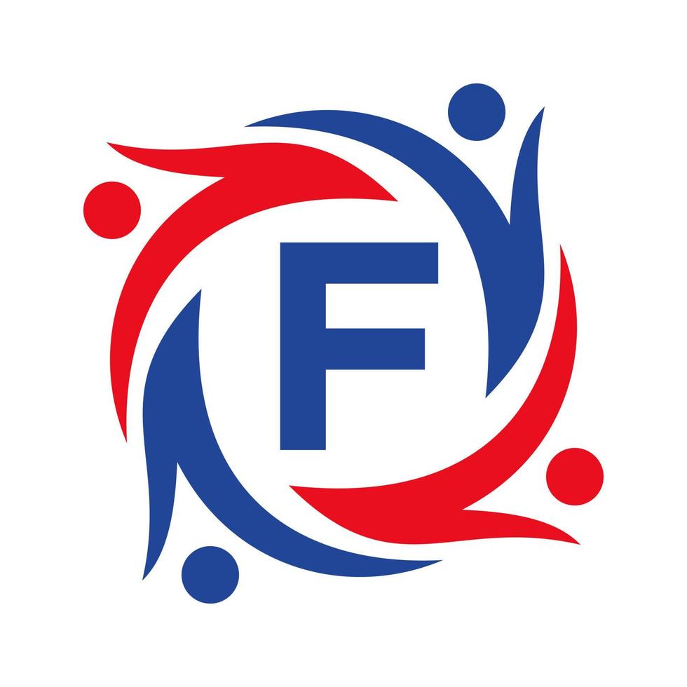 American Charity Logo on Letter F Sign. Unite Teamwork Foundation icon