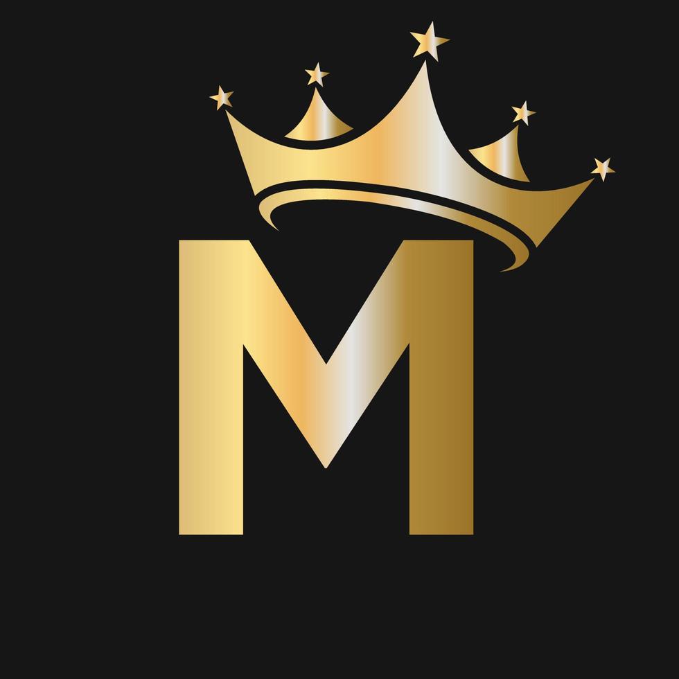 Letter M Crown Logo for Beauty, Fashion, Star, Elegant, Luxury Sign vector