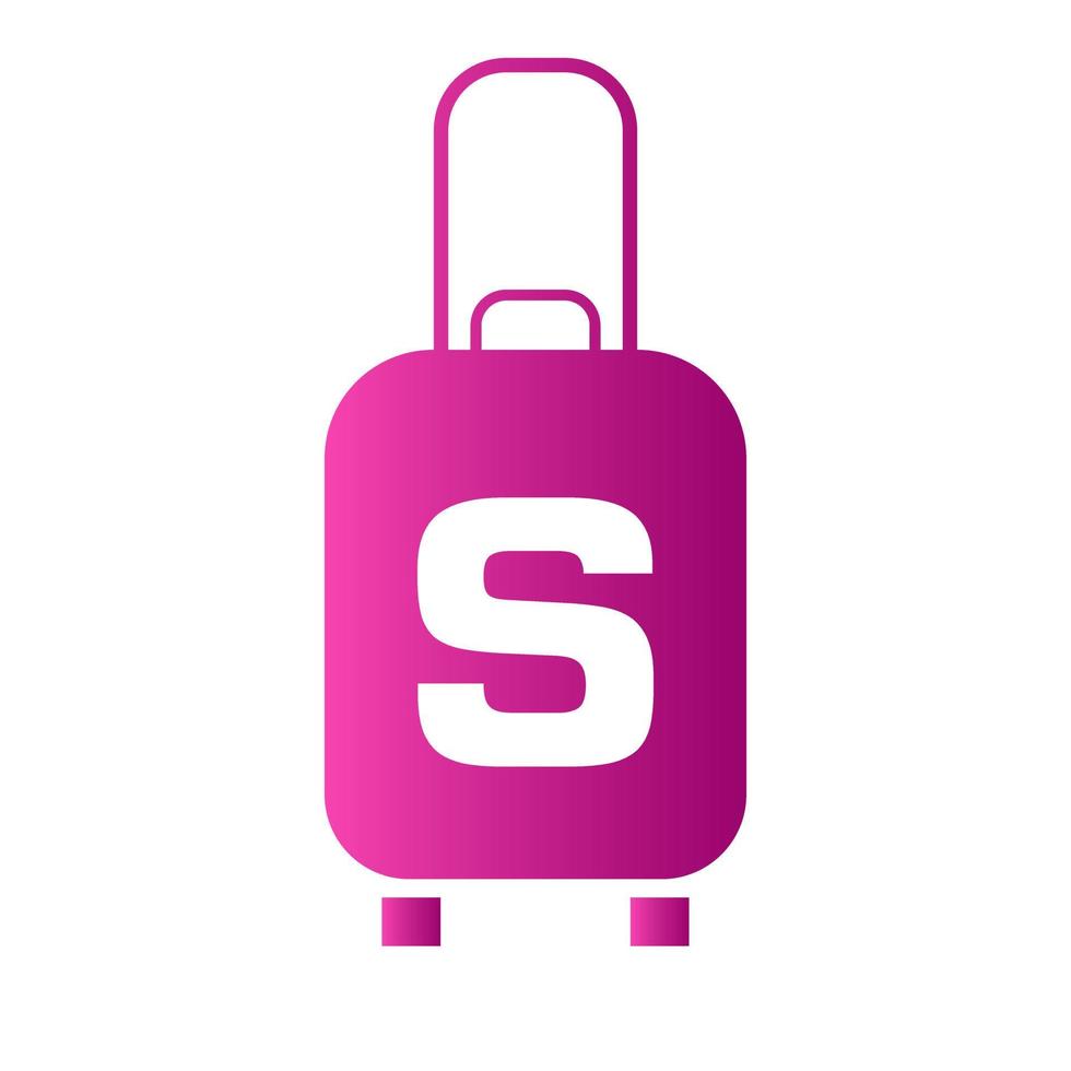 Letter S Travel Logo. Travel Bag Holiday airplane with bag tour and tourism company logo vector
