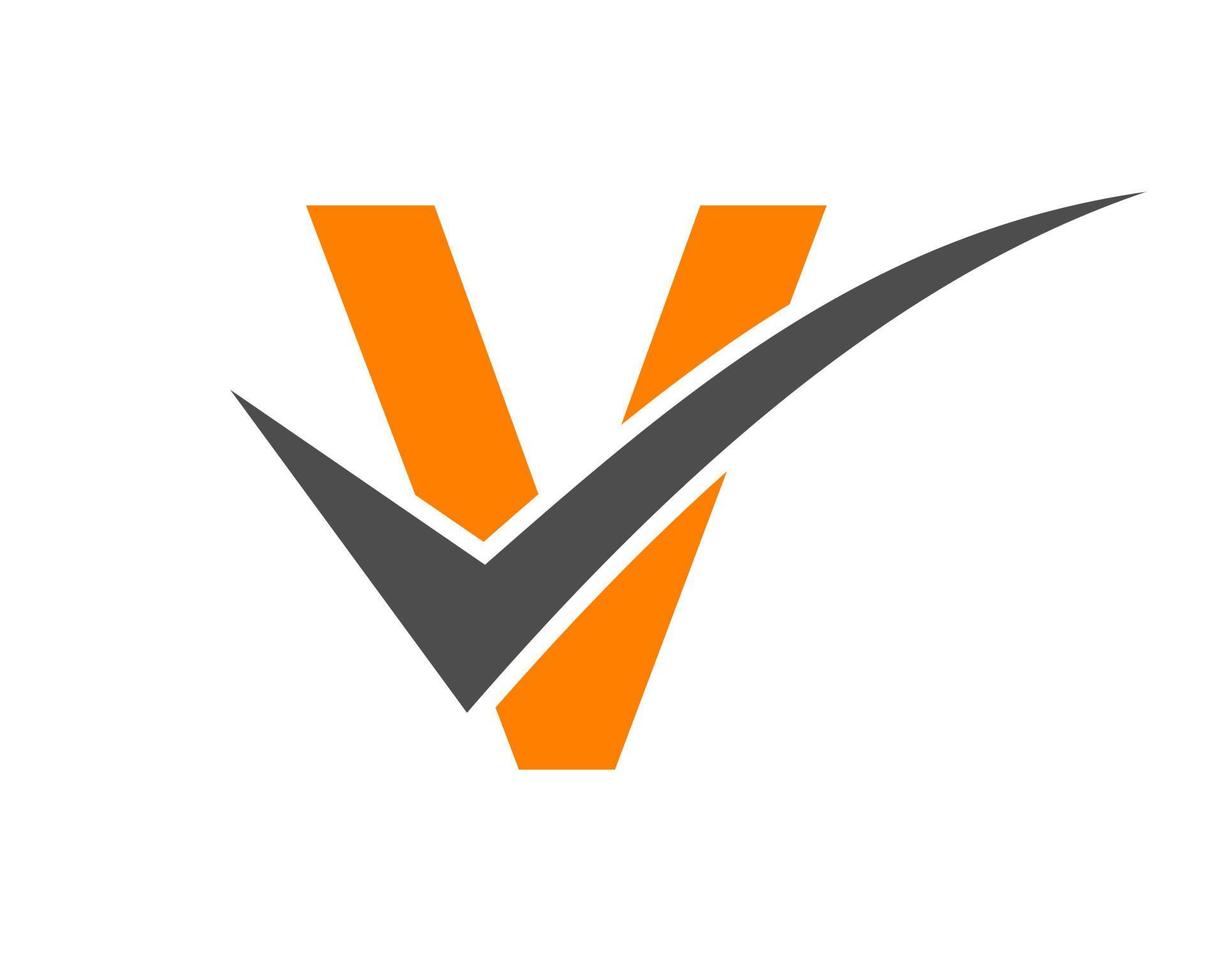logotipo de marca de verificación de letra v, signo positivo, icono de marca tik vector