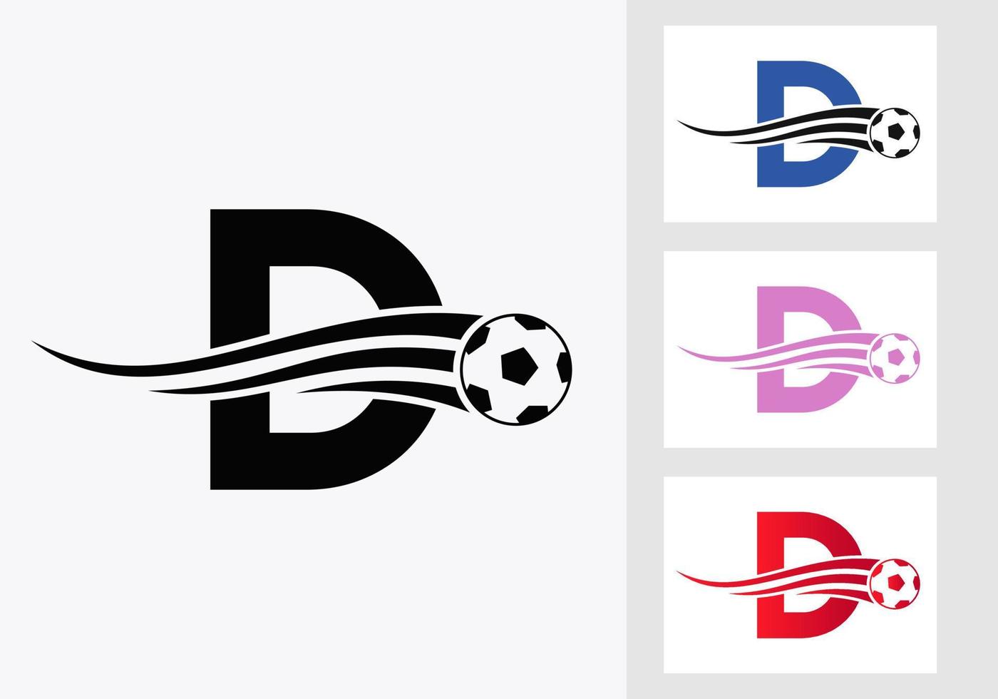 Soccer Football Logo On Letter D Sign. Soccer Club Emblem Concept Of Football Team Icon vector