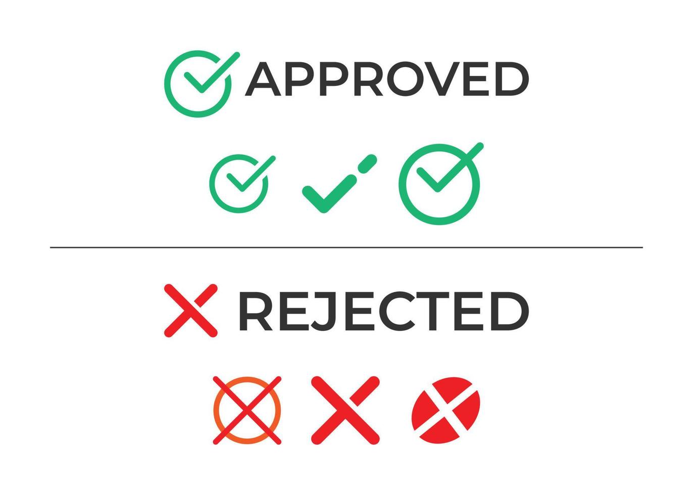 Approved rejected sign icon set vector