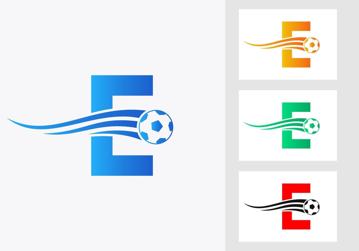 logotipo de fútbol en el cartel de la letra e. emblema del club de fútbol concepto de icono del equipo de fútbol vector