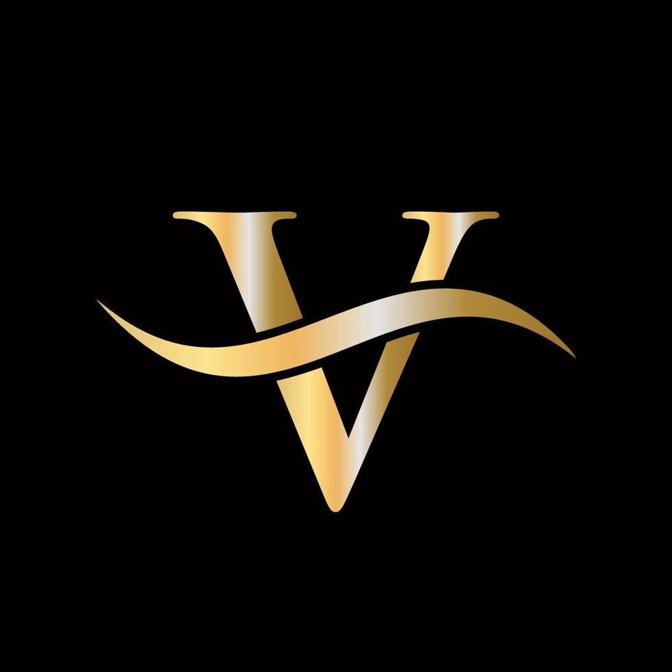 Letter V Logo Golden Luxurious Symbol Monogram Design vector