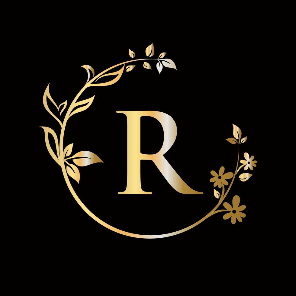 Letter R Beauty flower logo decorative, flower, beauty, spa vector template