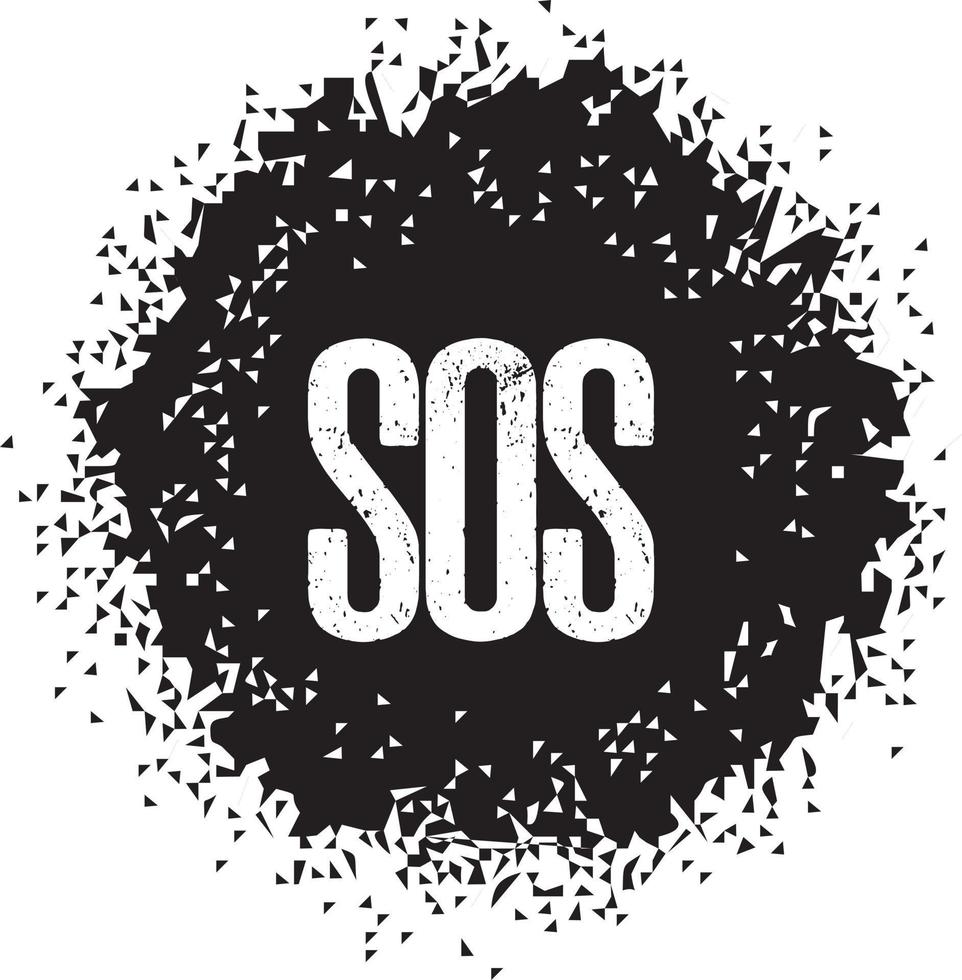 Vector illustration logo splash symbol icon SOS isolated on white background