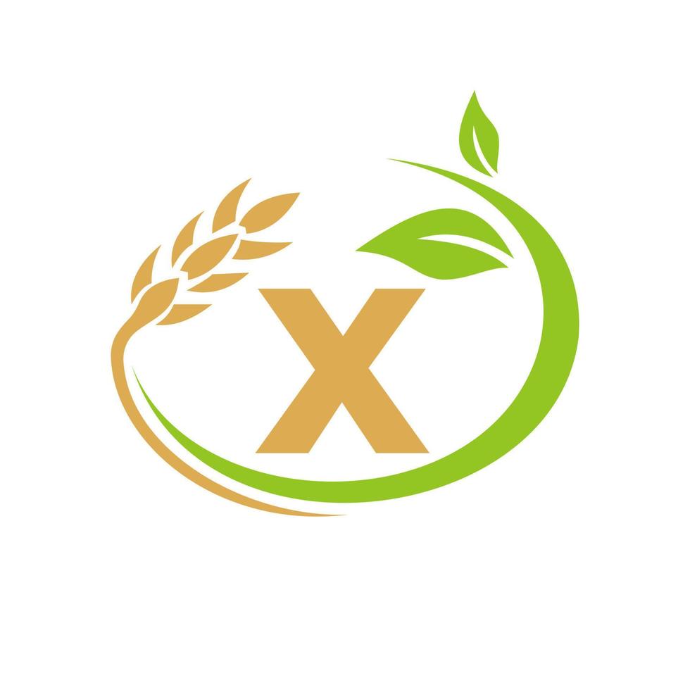 letra x logotipo de agricultura y diseño de símbolo de logotipo de agricultura vector