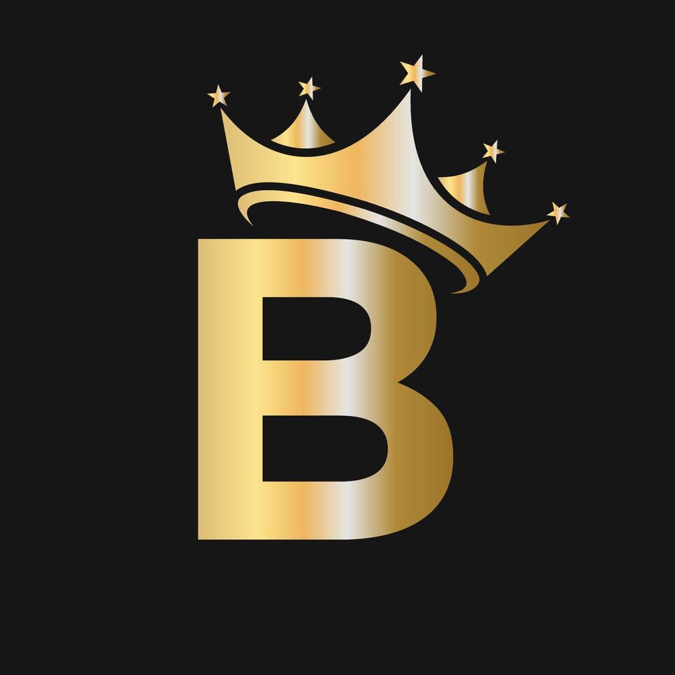 Letter B Crown Logo for Beauty, Fashion, Star, Elegant, Luxury Sign vector