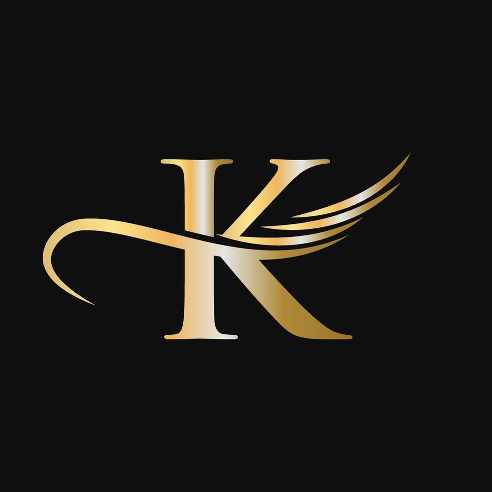 Letter K Logo Design Template Concept With Fashion Wing Concept vector