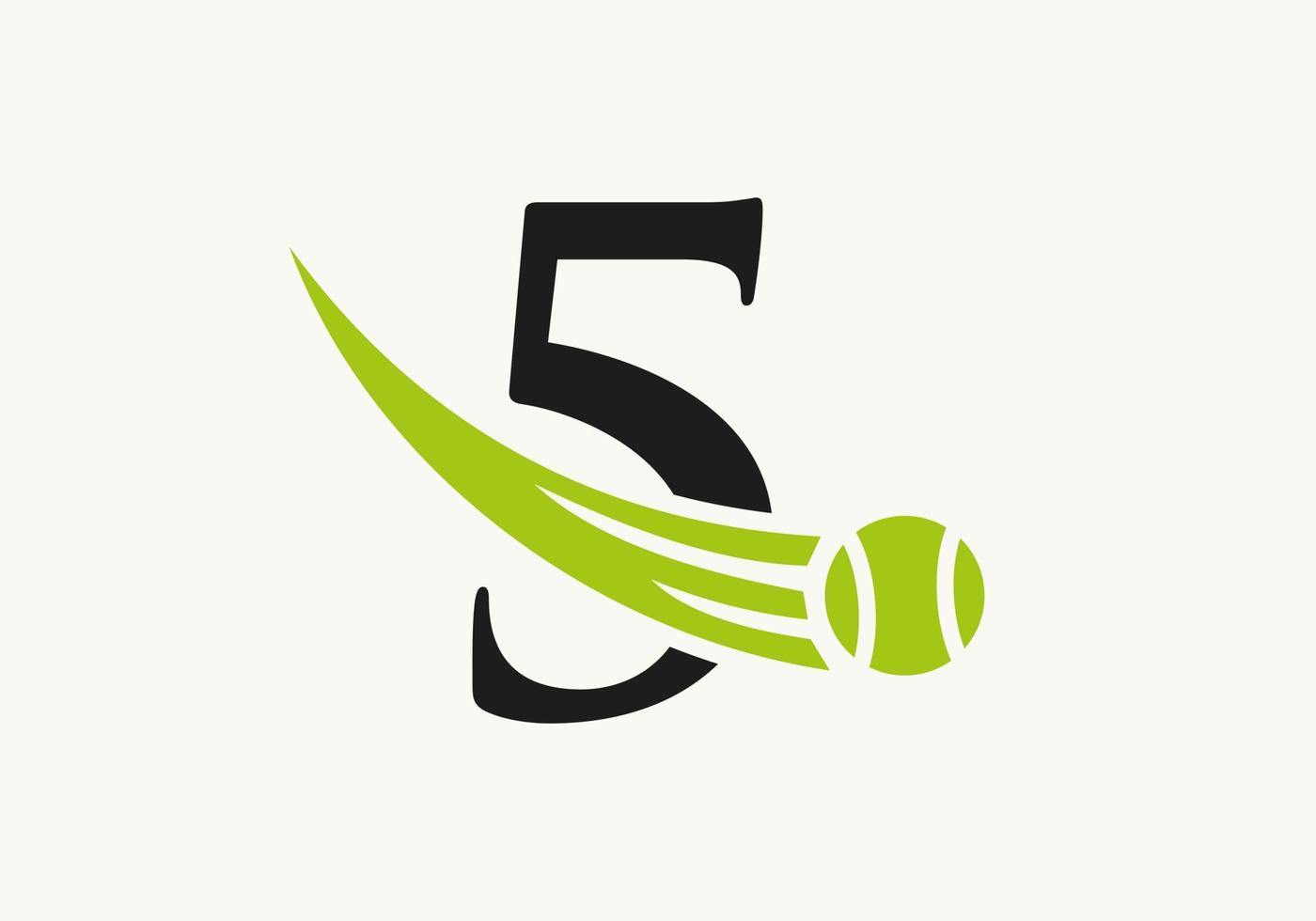 Letter 5 Tennis Logo Design Template. Tennis Sport Academy Club Logo vector